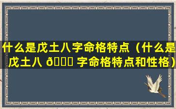 什么是戊土八字命格特点（什么是戊土八 🐟 字命格特点和性格）